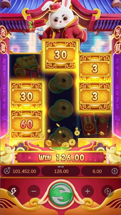 Fortune Rabbit spin 800 - Fortune Spins active, WIN EUR 126.00, balance EUR 101,452.00